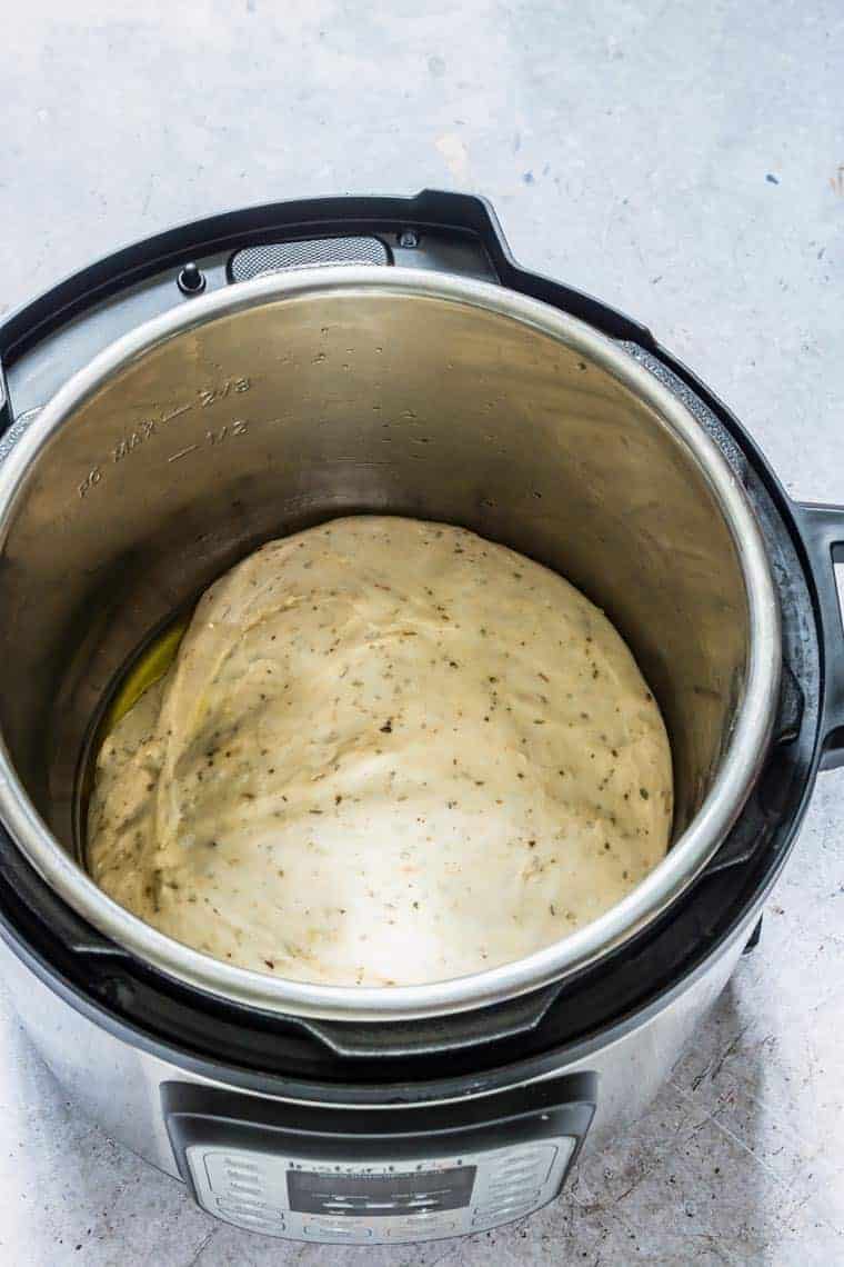 chili herb pizza dough inside the Instant Pot