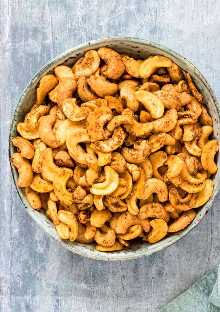 Spicy Roasted Cashew Nuts {How to Roast Cashews) Vegan + Gluten-free