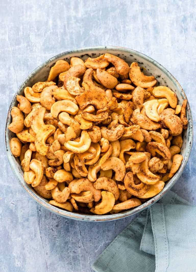 Spicy Roasted Cashew Nuts {How to Roast Cashews) Vegan + Gluten-free