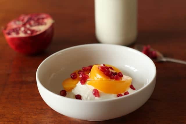 Greek Yoghurt with Peaches and Pomegranate