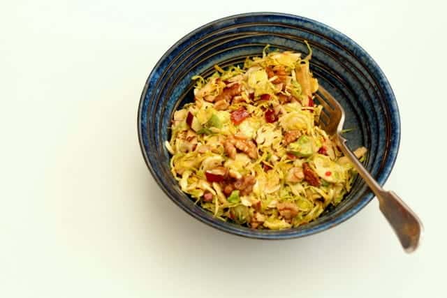 Caraway, Apple and Brussels Sprout Slaw with a Mango Yoghurt Dressing