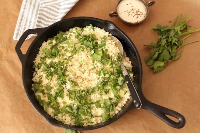 Herbed Cauliflower ‘Rice’ with Tahini Yoghurt {Gluten-Free}