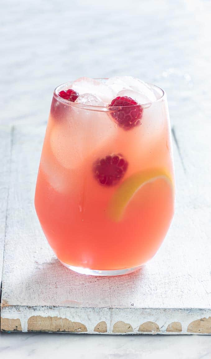 a glass of raspberry lemonade