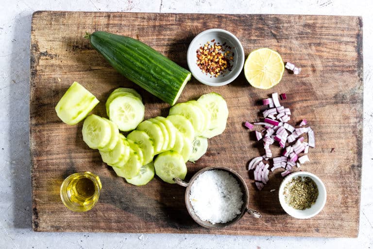 ingredients for making cucumber salad