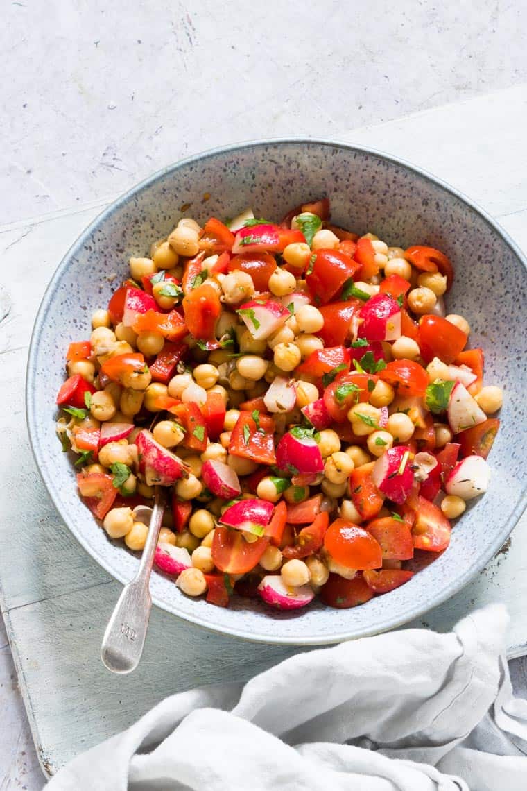 bowl filled with spiced chickpeas salad