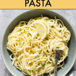 lemon pasta in a bowl with a fork
