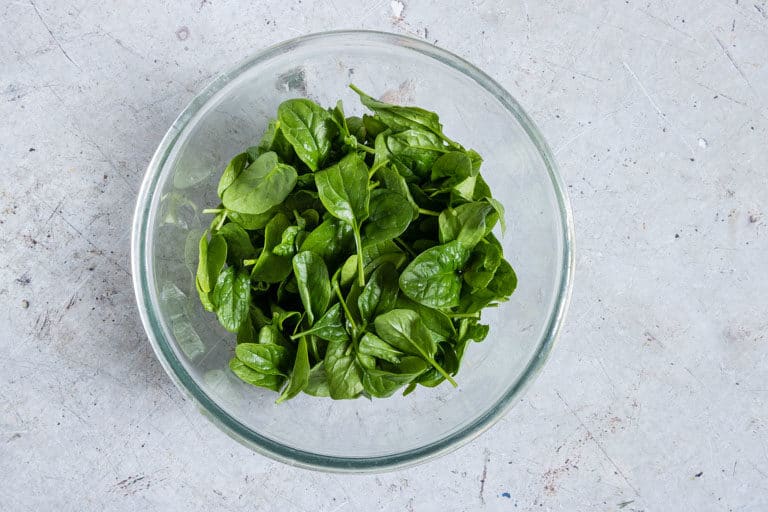 close up of a bowl of spinach
