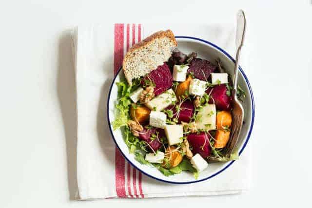 Roasted Beetroot Salad with Sweet Potato and Pear