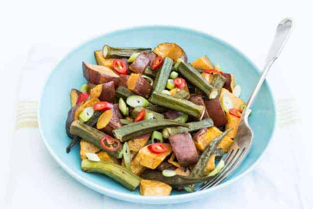 Roasted Sweet Potato and Okra Salad @ Recipes From A Pantry