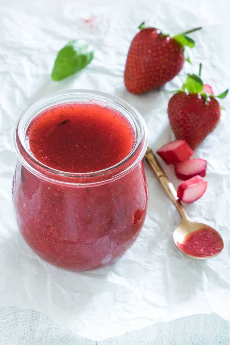 Basil Strawberry Rhubarb Jam + Tutorial {Vegan, Gluten Free}