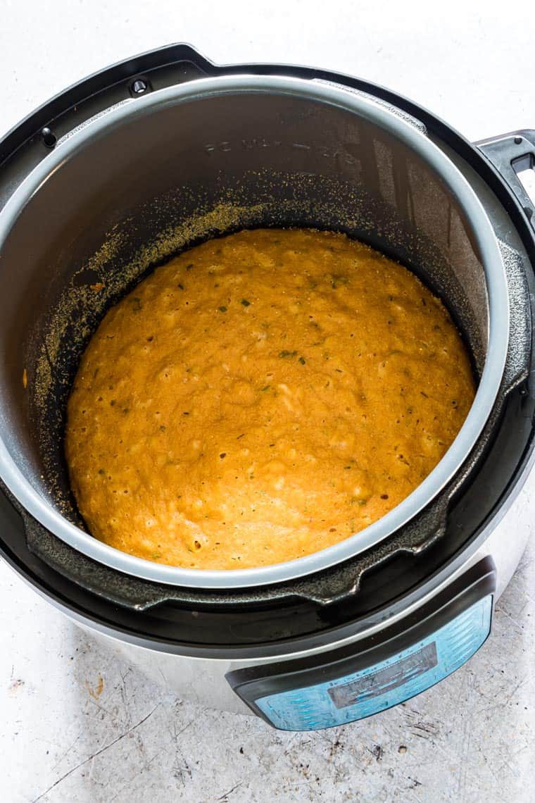 Cooked cornbread inside the Instant Pot