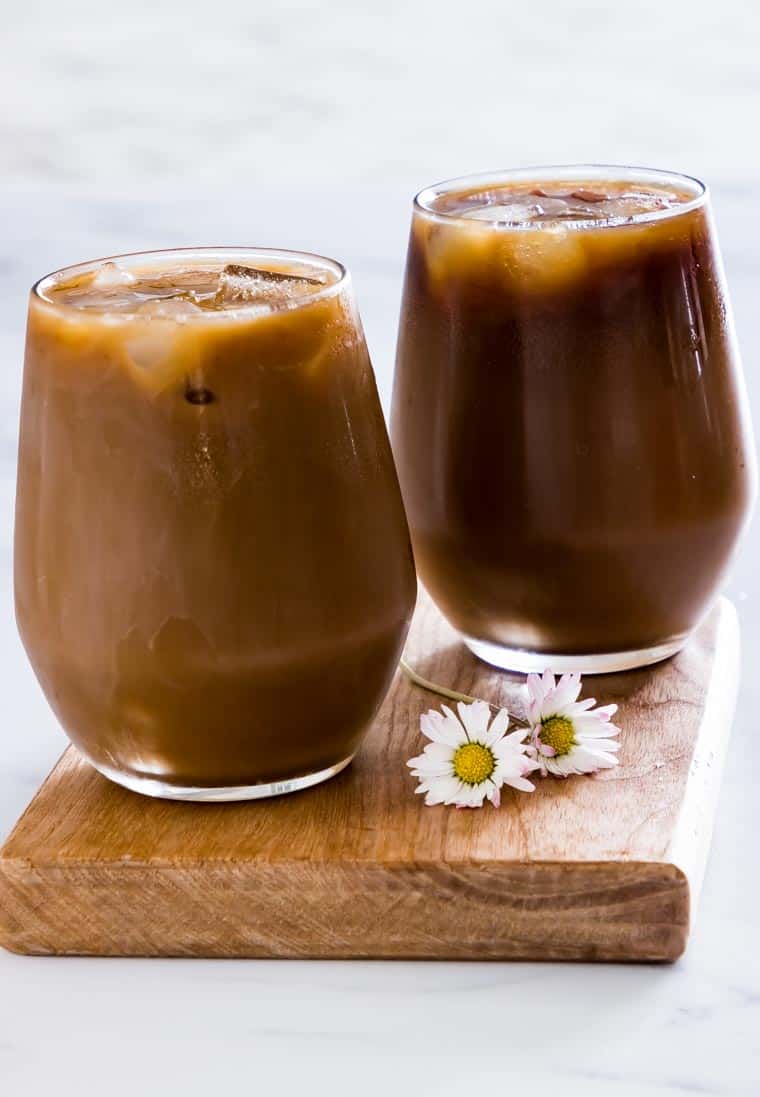 2 glasses of instant pot coffee as iced coffee