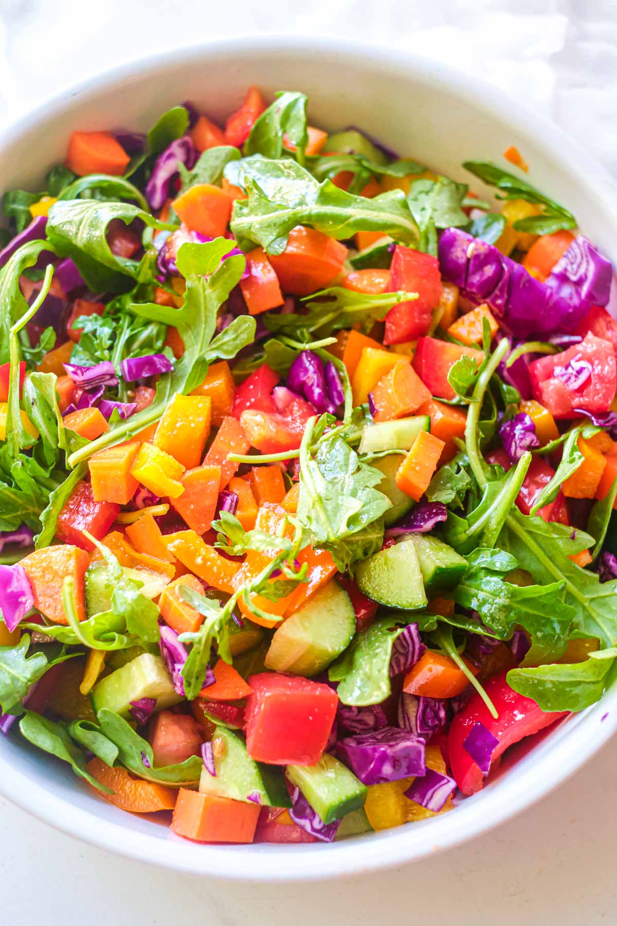 a bowl of rainbow veggie salad