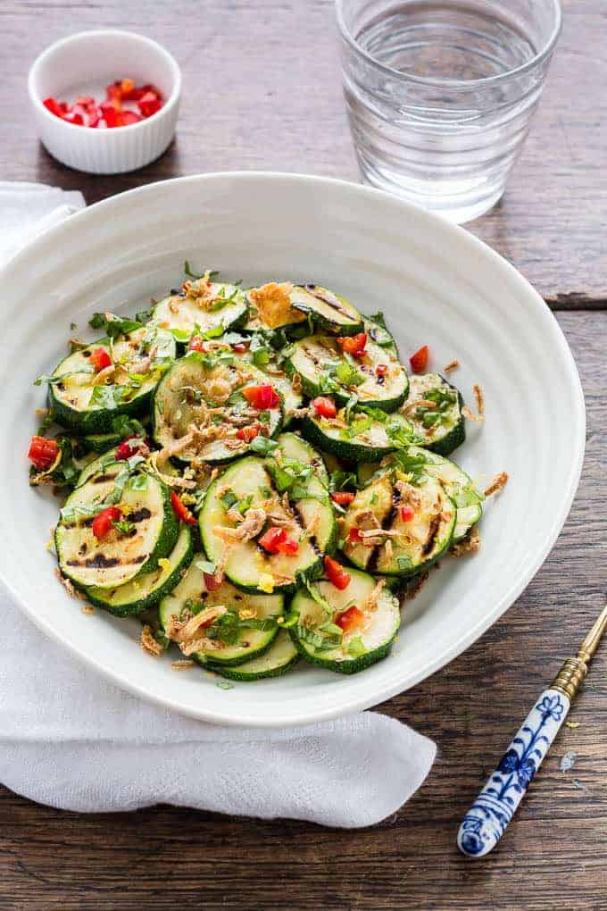 Roasted Courgette Salad with lemon, Chilli, basil and crispy shallots-4 | Recipes From A Pantry