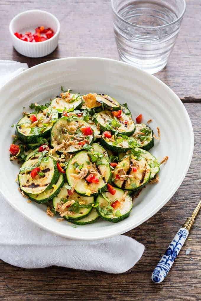 Roast Shallot, Garlic, and Zucchini Salad Recipe, @Atkins, Recipe