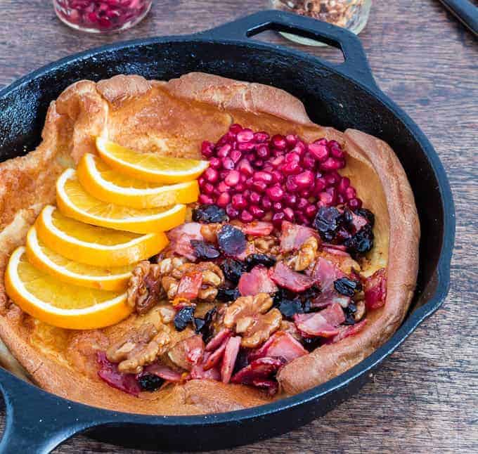 Baked Pancake With Maple Bacon, Walnuts And Cranberries Recipes From