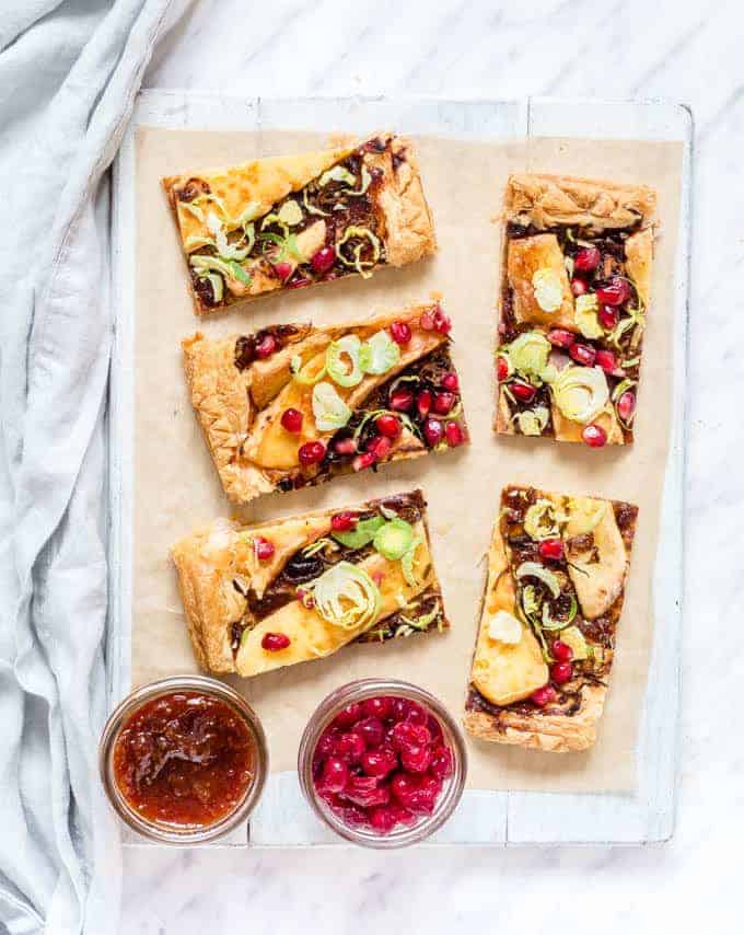 Caramelised Onion, Brie And Brussels Sprout Tart {4 Ingredients}