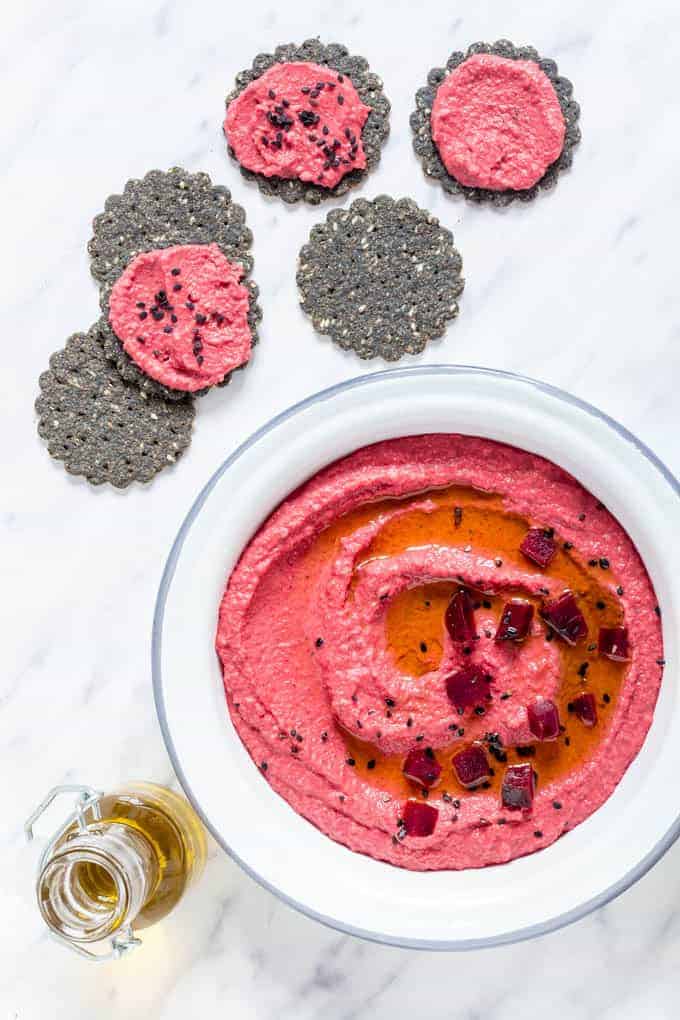 Beet Hummus In A Bowl | Recipes From A Pantry