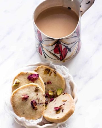 Rose Pistachio Shortbread biscuits | Recipes From A Pantry