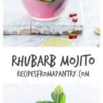 Rhubarb Mojito -This refreshing and simple rhubarb mojito recipe is made with 5 ingredients - rhubarb syrup, mint, lime, white rum and soda water. | recipesfromapantry.com.