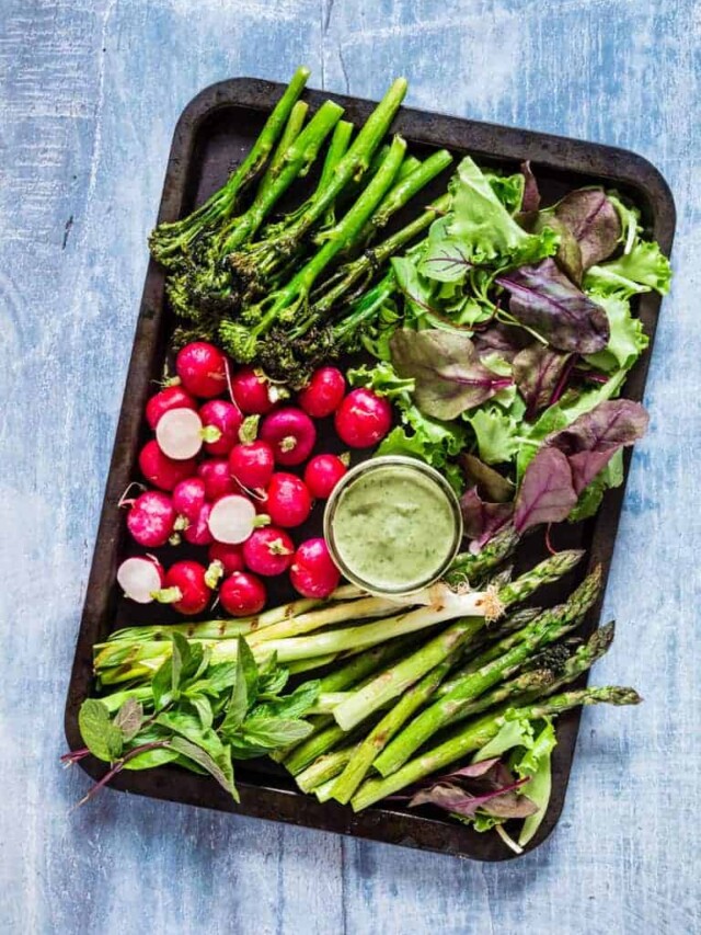 Spring Vegetable Platter And Avocado Green Goddess Dip Story