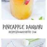 Pineapple daiquiri cocktail is super easy to make with pineapple juice, white rum, lime juice and some sugar syrup. African recipe. recipesfromapantry.com