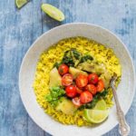 An authentic Sri Lankan fish curry with yellow rice and tomato salsa recipe. Perfect for sharing with friends and family. Recipesfromapantry.com