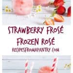 This ice cold strawberry frosé (frozen rosé) recipe is the perfect cooling drink for hot, hot summer days. Try it now. recipesfromapantry.com