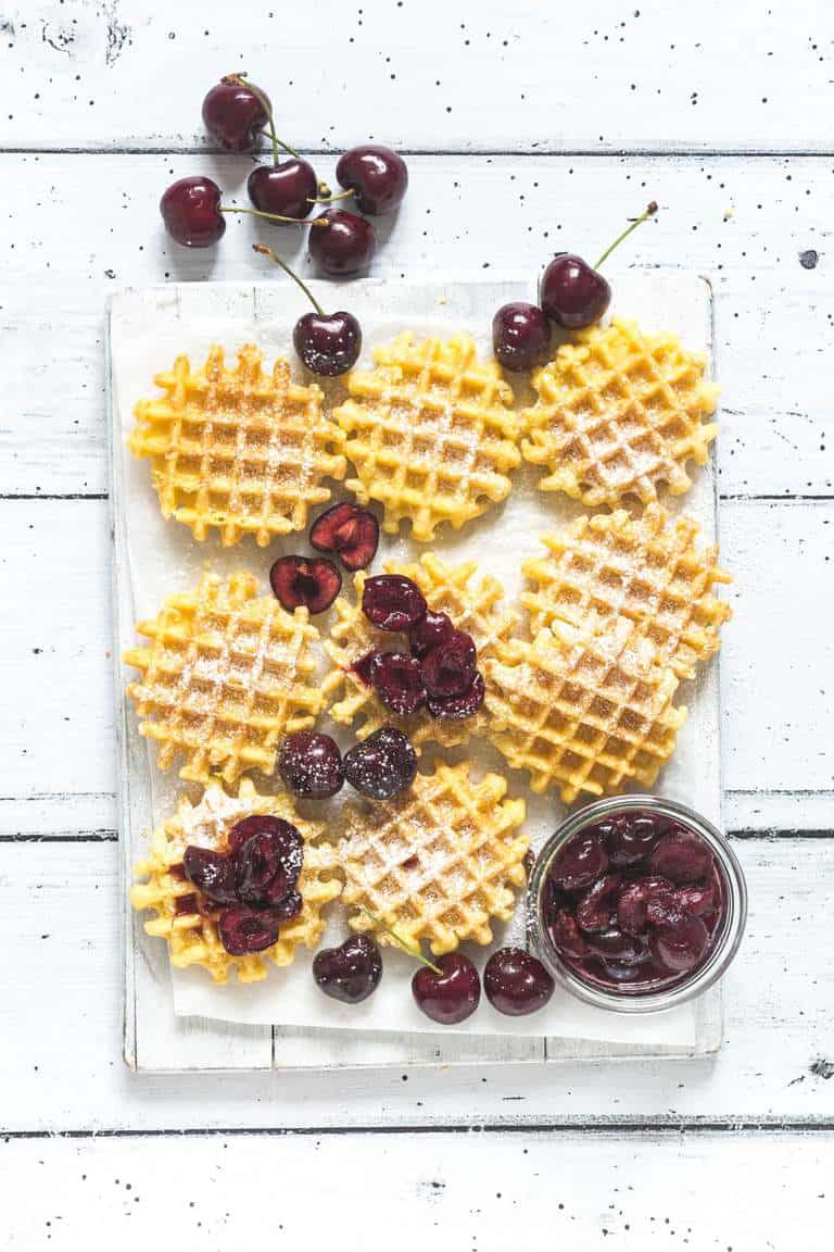 Waffles With Cherry Sauce