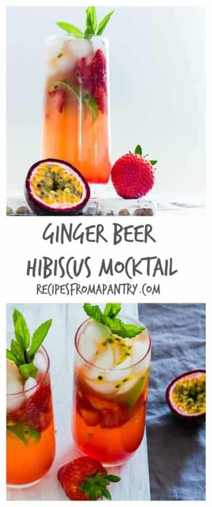 A refreshingly easy ginger beer hibiscus mocktail recipe that screams summer and all things exotic. recipesfromapantry.com