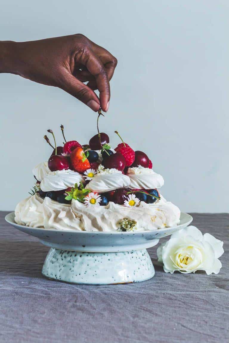 Layered Pink Pavlova with Vanilla Custard - Cake by Courtney