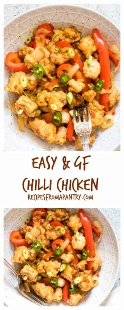 A tasty and easy chilli chicken recipe with step by step instructions and images. The perfect Indian Chinese comfort food. recipesfromapantry.com #chillichicken #chilichicken #easychillichicken #easychillichickenrecipe #spicychillichicken #howtomakechillichicken