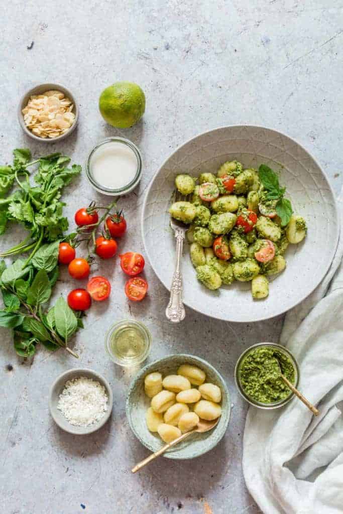 This awesome coconut Pesto is made with just 7 ingredients. It is a gluten free and vegan recipe that is over-the-top delicious. recipesfromapantry.com #coconutpesto #veganpesto #pesto #vegan