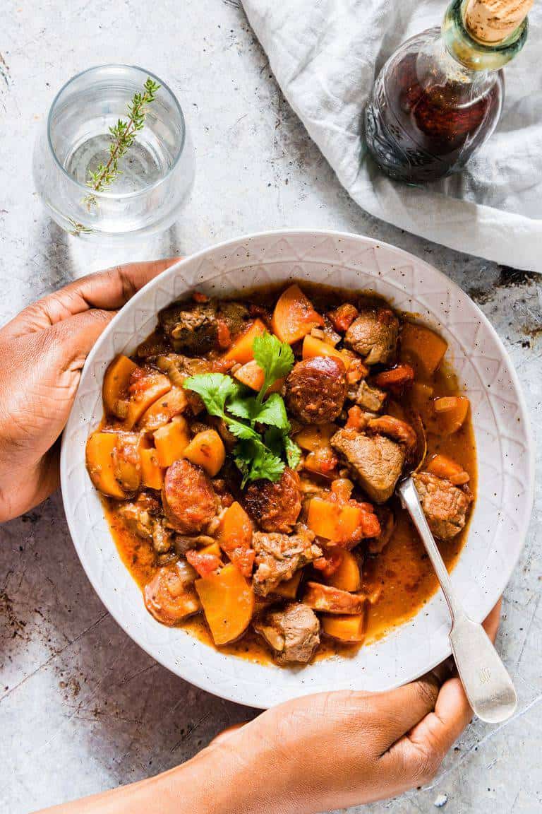 7 ingredient deer stew from pantry staples. Comforting, filling and over-the-top delicious. recipesfromapantrycom #slowcookervenisonstew #venison #crockpot #stew #venisonstew #slowcooker