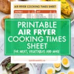 air fryer cooking times sheet