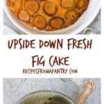 Upside Down Fresh Fig Cake is a light, fluffy, and flavourful cake that just happens to be a gluten-free cake. It’s an easy gluten-free recipe you can serve to both gluten-free eaters and gluten eaters alike. #glutenfreecake #glutenfreedessert #figcake #freshfigcake #upsidedownfigcake #upsidedowncake