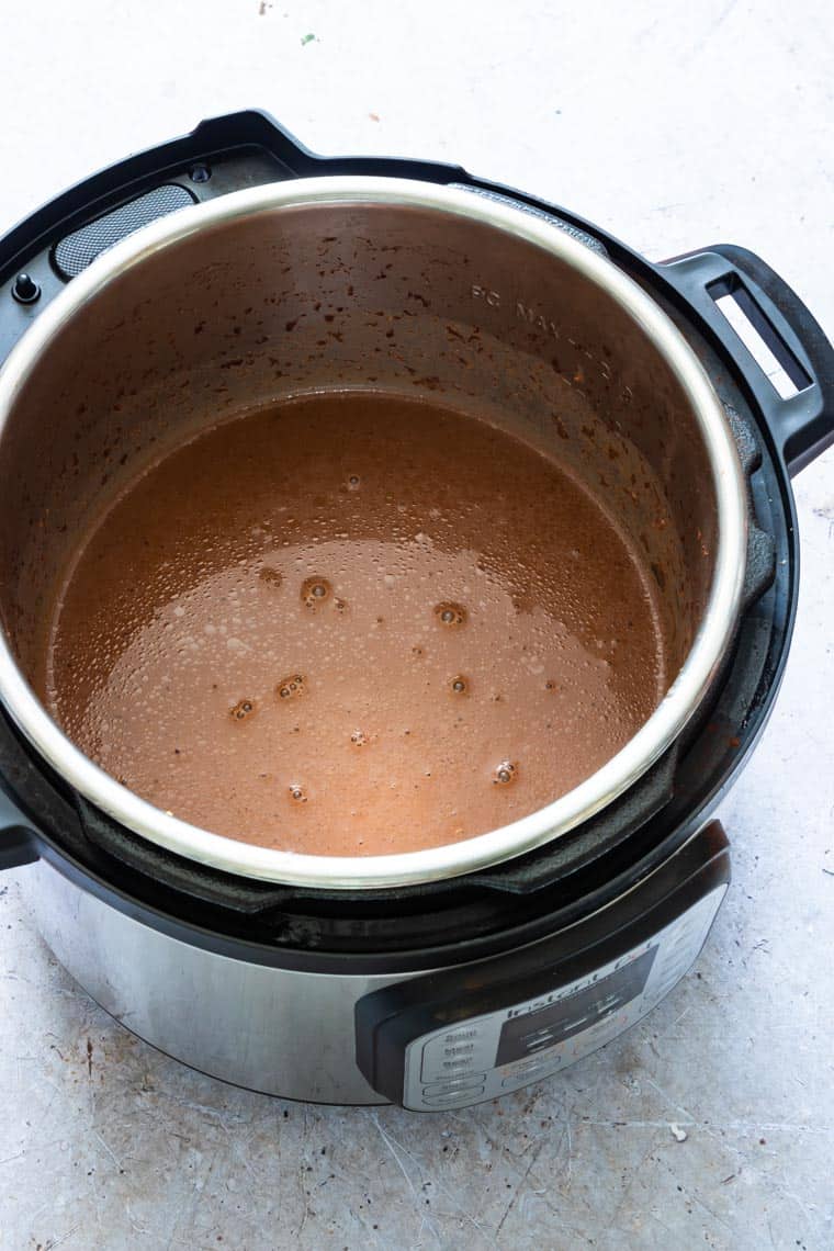 A pot of Instant Pot Hot Chocolate