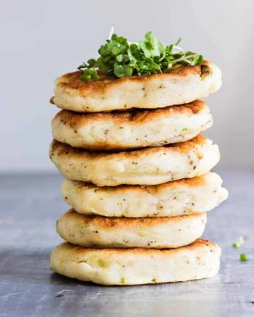 6 Potato Pancakes with Leftover Mashed Potatoes in a stack