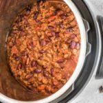 final instant pot chilli cooked inside of an instant pot