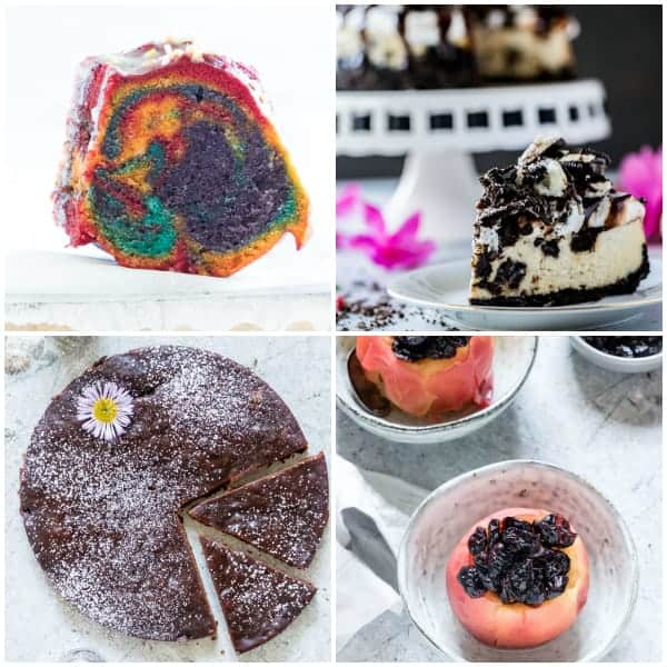 instant pot recipes collage of four instant pot desserts including cake