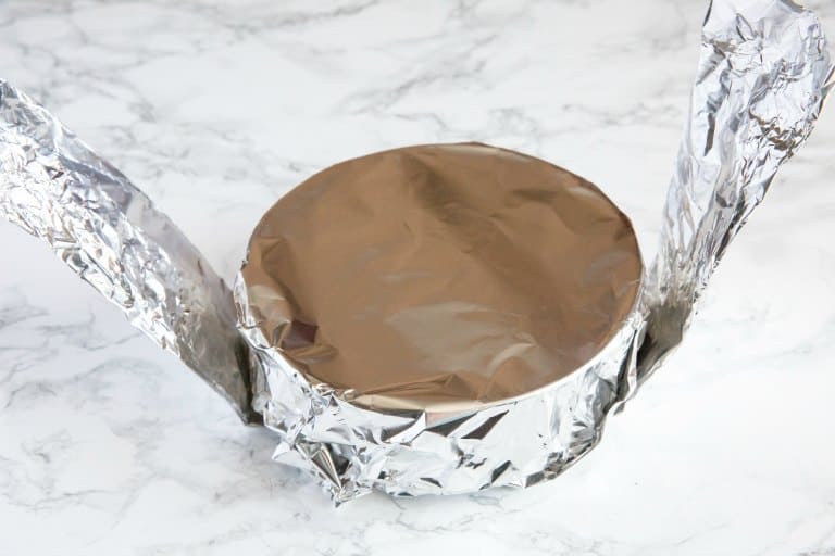 instant pot cheesecake foil sling covering cheesecake