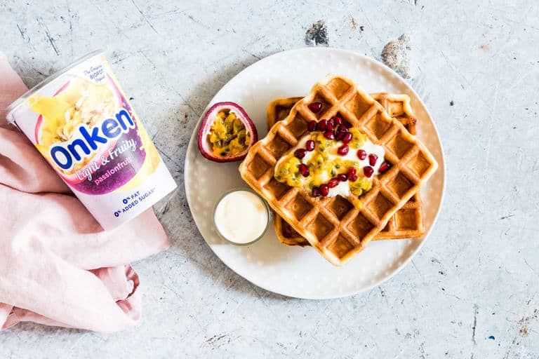 healthy yogurt recipes with waffles on plate