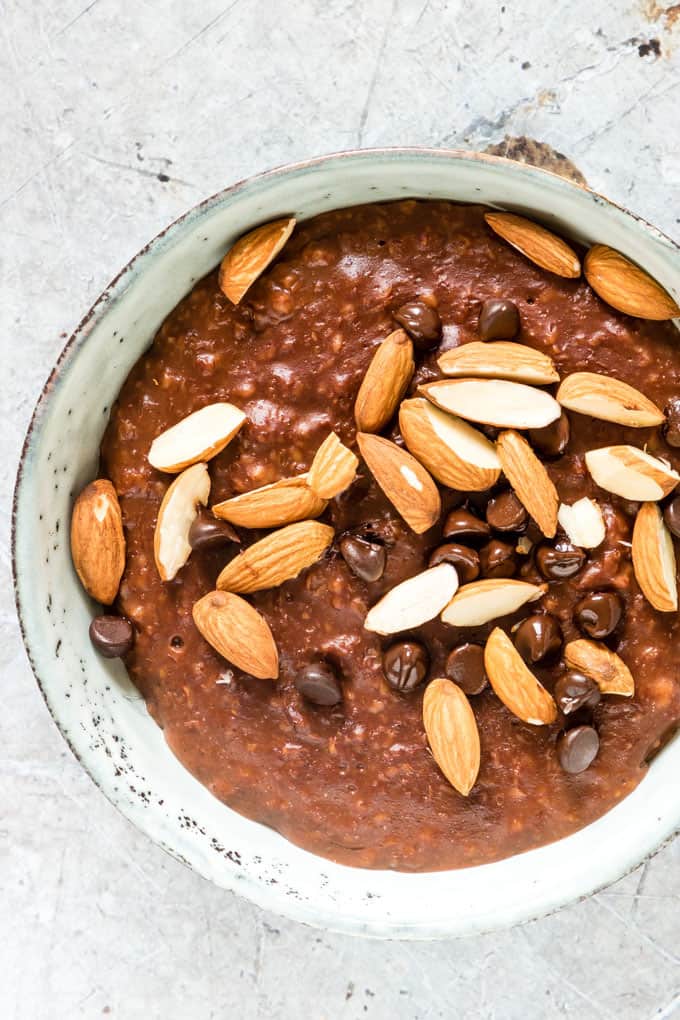 close up of a bowl of instant pot oatmeal