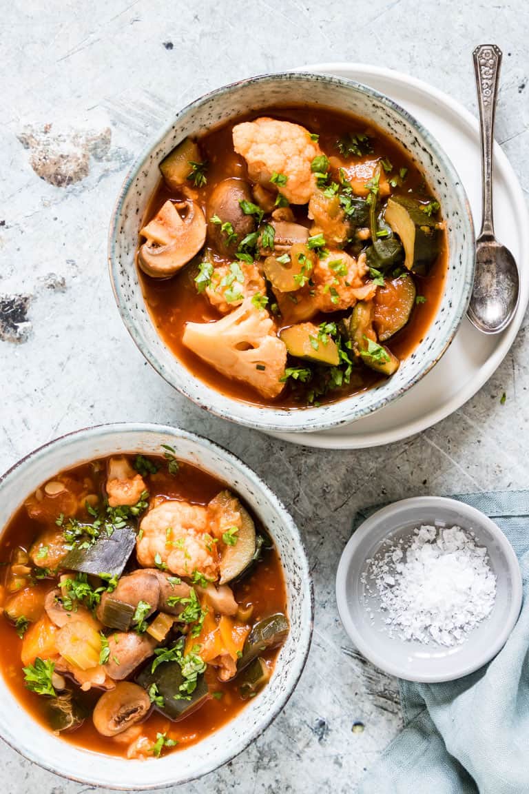 2 bowls of low carb vegetable soup