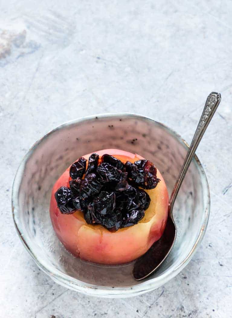 An instant pot baked apple in a bowl