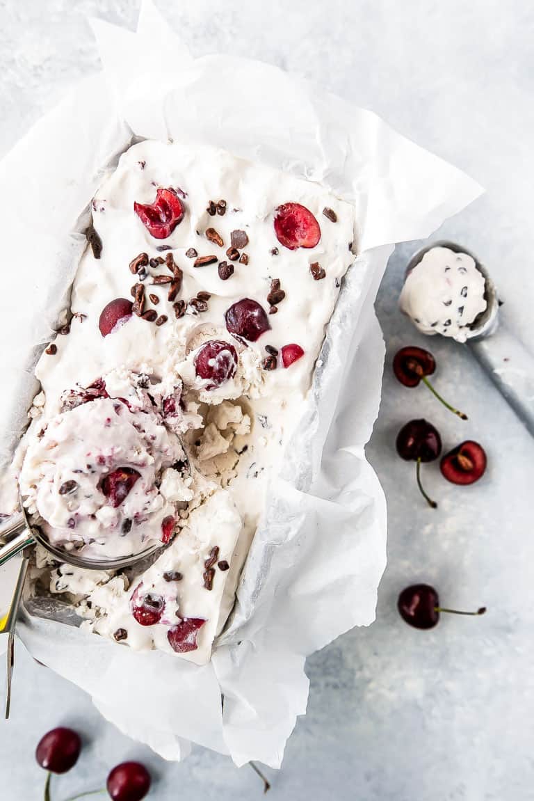 No Churn Low Carb Ice Cream {Sugar Free} With Cherries And Cacao
