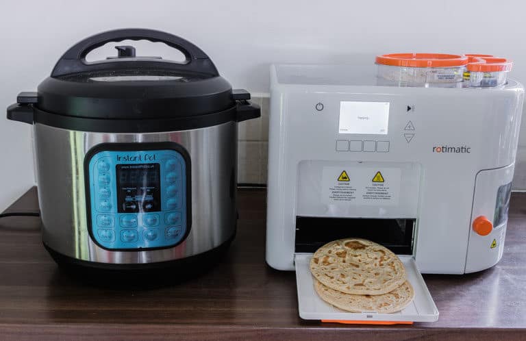 rotimatic and instant pot on a kitchen counter