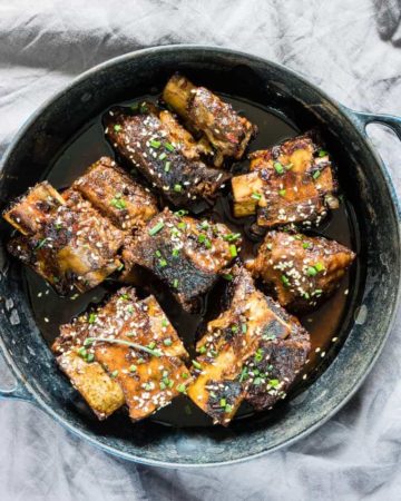a bowl of slow cooker short ribs