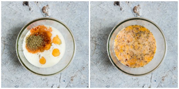 collage of eggs in mixing bowls for instant pot breakfast casserole