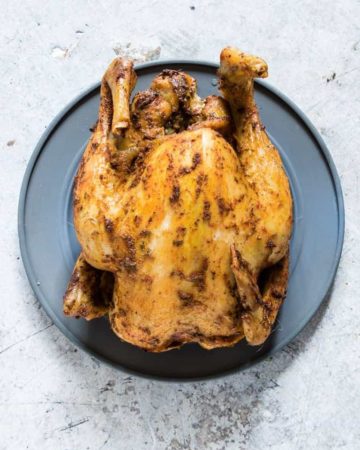 a slow cooker whole chicken on a table
